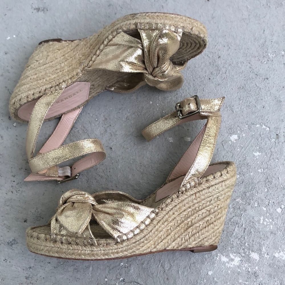 Loeffler Randall metallic bow heeled espadrilles